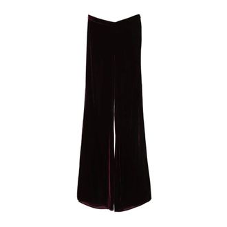 Forte_Forte Broeken, Dames, Zwart, S, Gladde Fluweel Flare Broek