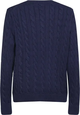 Polo Ralph Lauren Mens Crewneck Cable Knit Sweater Bright Navy Blue Cotton
