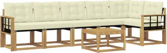 vidaXL Conjunto De Sof&aacute;s De Exterior 7 Uds. Blanco Y Crema Vidaxl