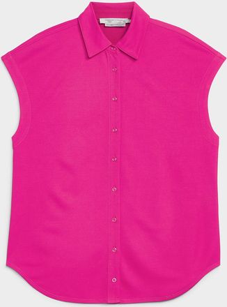 Contemporaine Womens Piqu&eacute; jersey cap-sleeve shirt