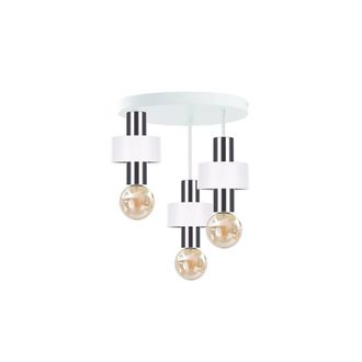 Netlighting Unica Multi Arm Semi Flush Ceiling Light White Silver 35cm 3x E27