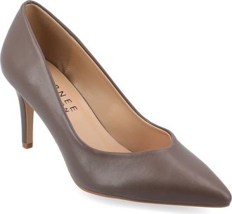 Journee Collection Gabriella SuperNatural Shades Slip On Pointed Toe Pump in Truffle at Nordstrom Rack, Size 9.5