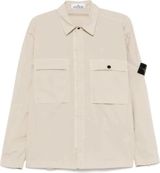 Stone Island Katoenen overhemd - Heren - Casual Overhemden - Beige - XL - Katoen - Overhemden