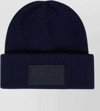 Iceberg logo beanie with folded cuff and ribbed texture