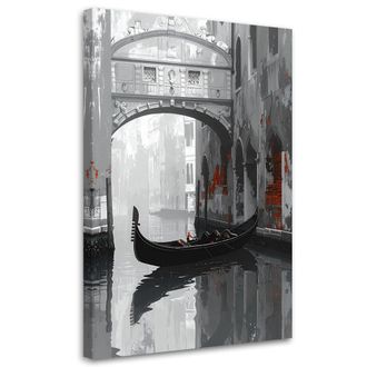 Feeby Impresi&oacute;n De Imagen, Canal Veneciano Y G&oacute;ndola Con La Ciudad De Fondo En Tonos Grises, 70x100