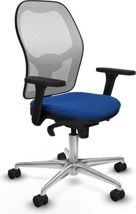 Piqueras y Crespo Jorquera Sincro Malla Blanca Similpiel Azul Brazos 3d Base Aluminio Ruedas 65mm Nailon