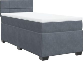 vidaXL Box Spring Bed with Mattress Dark Grey 100x200 cm Velvet Vidaxl