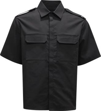 Neil Barrett Losse Pasvorm Tech Shirt Zwart Katoen - Heren - Korte mouwen Overhemden - Zwart - XL - Katoen - Overhemden