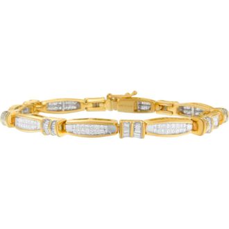 House of Brilliance 14K Yellow Gold Princess and Baguette Cut Diamond Beaded Bracelet at Nordstrom