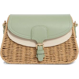 Urban Expression Straw & Faux Leather Crossbody Bag in Sage Camel at Nordstrom Rack