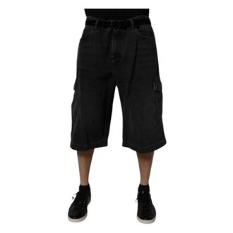 Dolce & Gabbana Mid Waist Denim Cargo Bermuda Shorts - male - Dolce & Gabbana - Denim Shorts - Black - XS - Shorts