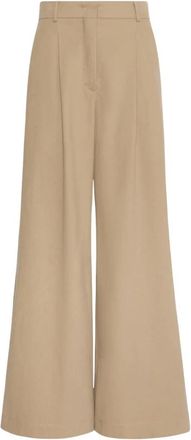 Max Mara Wijde broek - Dames - Wijde Broeken - Beige - 2XS - Katoen - Broeken