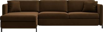 MICADONI 4-Sitzer Design Ecksofa Gloria mit Bettfunktion (160 x 205 cm) - Samtbezug Chocolat
