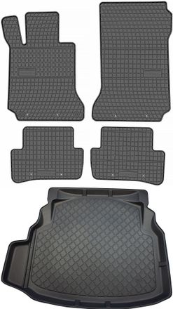 OEM Juego De Alfombrillas De Goma Para Coche Y Alfombrilla Para Maletero Para Mercedes Clase C W204 Sed&aacute;n (04.2007-02.2014)