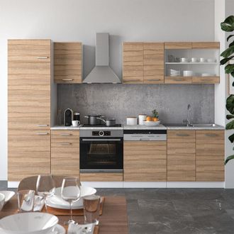 Vicco Mueble De Cocina R-line, Sonoma, 300 Cm, Et M&aacute;rmol