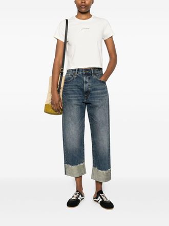 Maison Kitsun&eacute; Logo-Embroidered Cotton T-Shirt - Cream