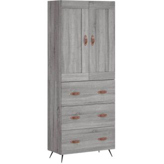 vidaXL Aparador Alto Madera Contrachapada Gris Sonoma 69,5x34x180 Cm Vidaxl