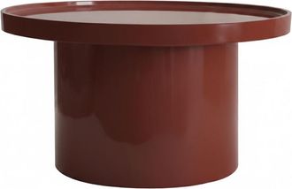 Oviala Mesa de centro redonda de 70 cm en MDF lacado en burdeos