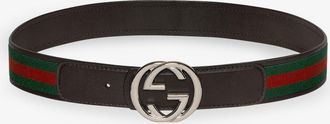Gucci Cintura in Tessuto Web e pelle - GUCCI - gender_Man