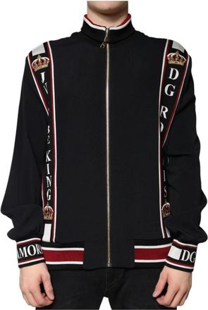 Dolce & Gabbana Multicolor Logo Print Rits Sweater - Heren - Vesten met rits - Zwart - XL - Hoodies & sweatvesten