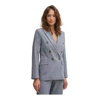 Oui Dames, Jassen, Blauw, Maat: XS Katoen