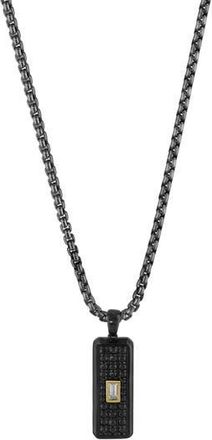 Effy Mens Two-Tone Black Spinel & White Sapphire Dog Tag Pendant Necklace at Nordstrom Rack