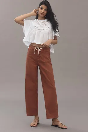 Paige Ari High-Rise Wide-Leg Tie-Waist Jeans
