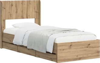 vidaXL Estructura De Cama Con Almacenamiento Y Cabecero Artisan Oak Vidaxl