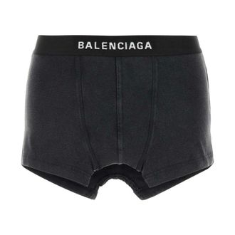 Balenciaga Bottoms, female, Black, Size: M Branded Waistband Cotton Boxer Underwear