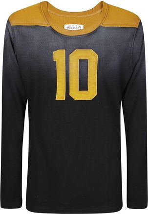 Maison Margiela Stitched Graphics Long-Sleeved T-Shirt With Number Appliqué