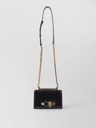 Alexander McQueen mini croco clutch bag gold hardware