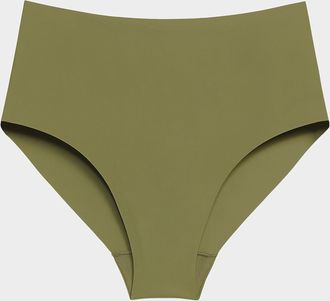 Miiyu Womens Neutral laser-cut high-waist bikini panty Recycled nylon