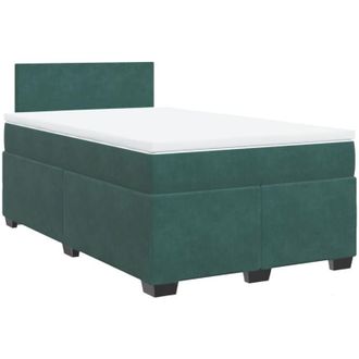 vidaXL Vidaxl - Cama Box Spring Con Colch&oacute;n Terciopelo Verde Oscuro 120x190 Cm