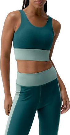 Born Living Yoga Maiko Medium Support Performance Sport Top in Iceberg Green/deep Green at Nordstrom, Size X-Small Eu
