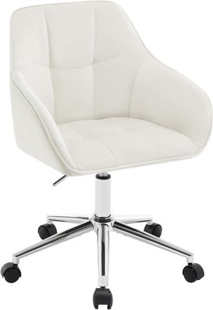 Woltu Woltu Silla De Oficina/sill&oacute;n Escritorio Giratorio De Terciopelo Con Reposabrazos Y Ruedas De Altura Regulable, Crema