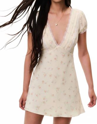 LoveShackFancy Yasmin Floral Lace-Trimmed Mini Dress In Lemon Haze
