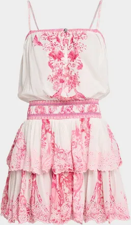 Camilla Livin La Vida Rosa Shirred Waist Mini Dress
