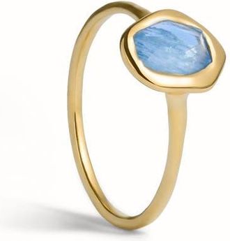 Monica Vinader Odyssey Stone Ring in 18K Gold Vermeil /Aquamarine at Nordstrom, Size 6.5