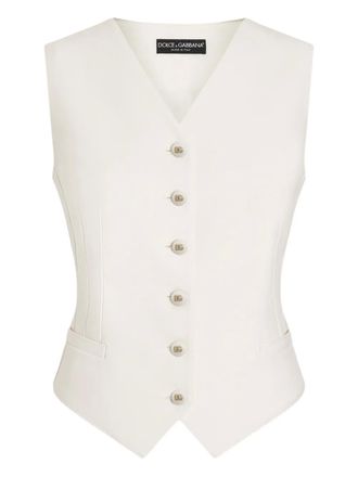 Dolce & Gabbana buttoned gilet - women - Virgin Wool/Silk/Elastane/Silk/Spandex/Elastane - 40 - White