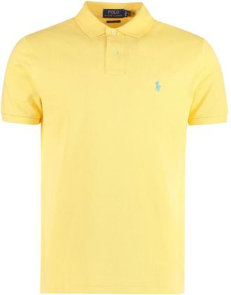 Polo Ralph Lauren Tops, Heren, Geel, M, Katoen, Slim Fit Katoenen Polo Shirt