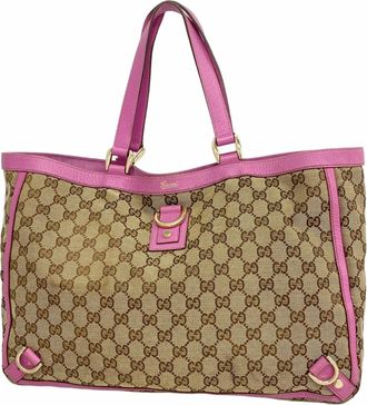 Gucci Brown Purple Canvas Tote Bag (Pre-Owned)