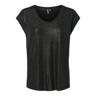 Pieces T-shirt met fijne metallic strepen