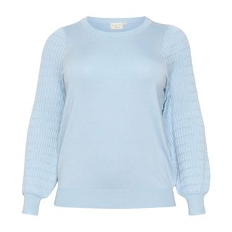 Kaffe Curve Maglione Celeste con Maniche a Palloncino - - Knitwear - Donna - Blu - L