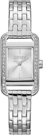 DKNY Signature Shape Crystal Bezel Tank Bracelet Watch, 20mm x 33mm in Silver at Nordstrom