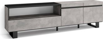 Skraut Home Skraut Home - Mueble Tv, Televisi&oacute;n, Muebles De Sal&oacute;n, Almacenaje, 200x57x35cm, Para Tv Hasta 80, Dise&ntilde;o Industrial, Estilo Moderno, Gris Cemento