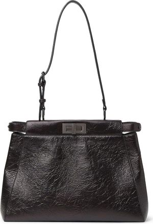 Fendi MEDIUM MY PEEKABOO BAG IN BLACK CRACKLED LEATHER - Fendi - Woman