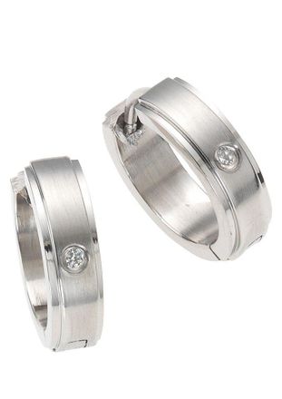 Firetti Paar Creolen »Schmuck Geschenk Basic, Matt/Glanz Optik« mit Zirkonia (synth.)