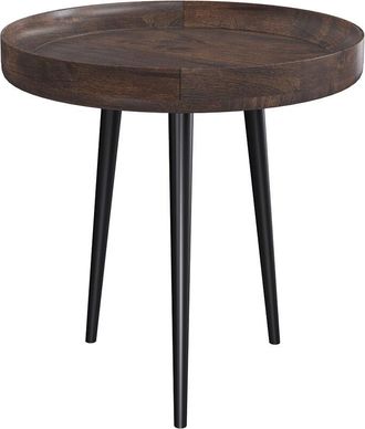 Rendez-Vous D&eacute;co Rendez-vous D&eacute;co - Mesa auxiliar redonda de madera de mango oscura - Palak