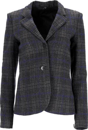Theory Pre-owned Womens Plaid Single-Breasted Blazer in Grey Wool - Size Small