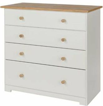 Core 10 4 Drawer Chest - mdf/mdp - 80 x 38 x 80.2 cm - Soft White/Oak
